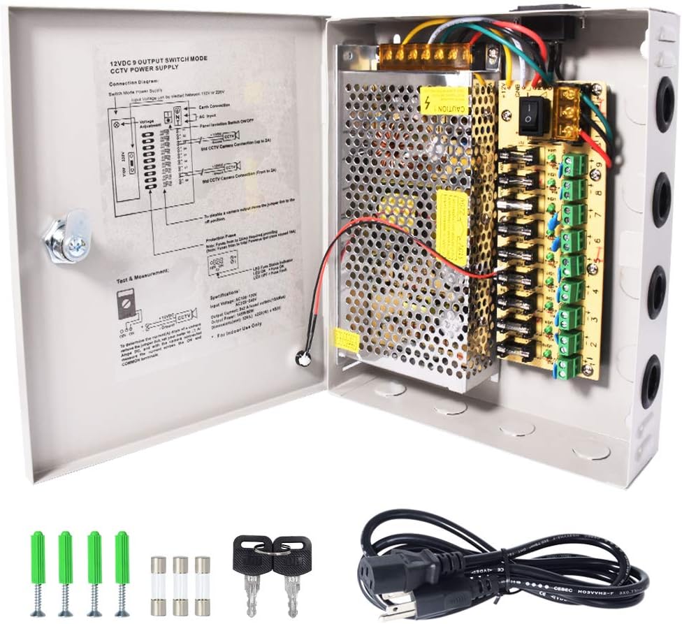18CH 12V 30 Amp CCTV Power Supply T210