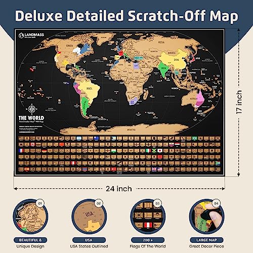 Scratch Off World Map Poster 17x24 Inches S360