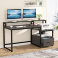 60 inch Grey Computer Desk with File Drawer and Shelves O38875