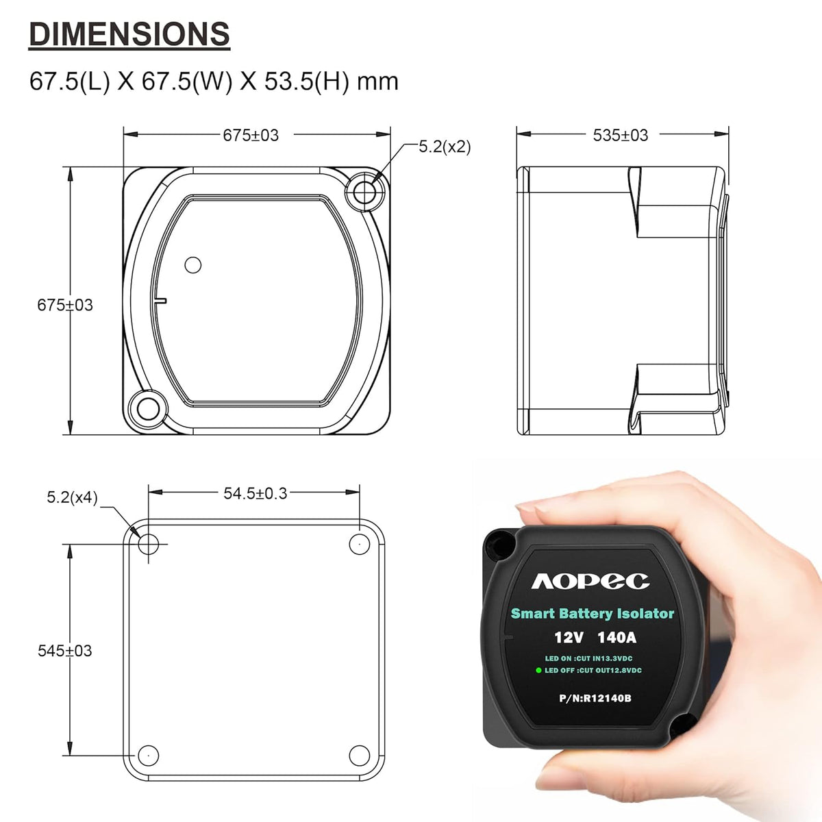 12V 140Amp Waterproof Dual Battery Isolator J443