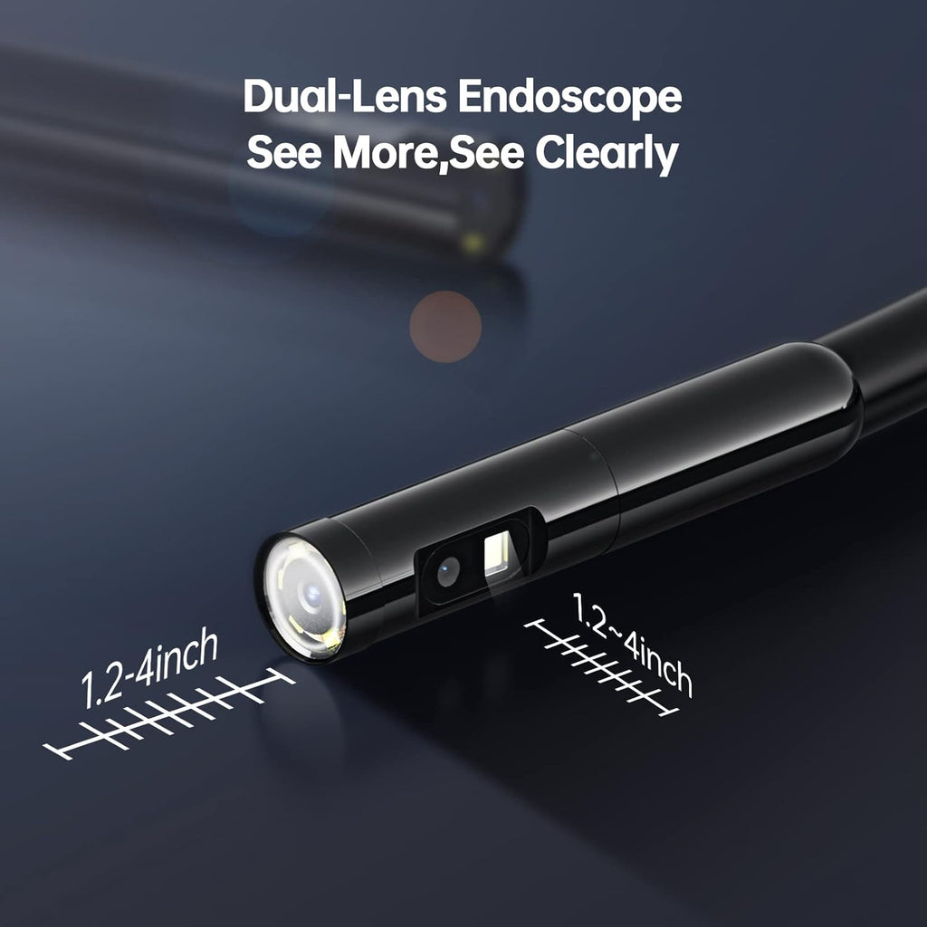 Dual Lens Endoscope Borescope 4.5 HD Inspection Camera with Light 16.5ft T3070
