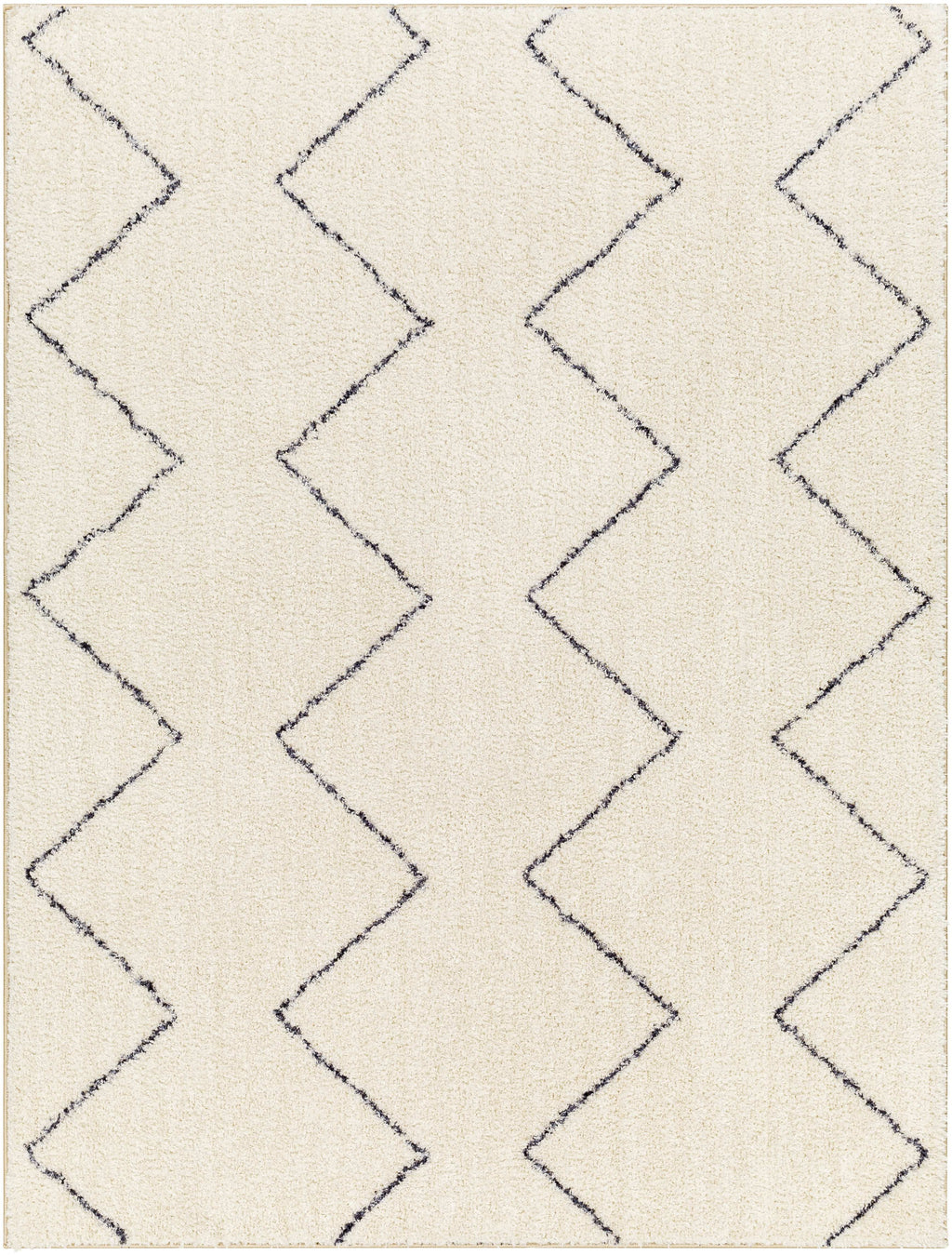 Washable 5x7 Cream Black Area Rug I5644