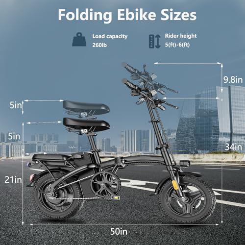 Peak 500W 23MPH Folding Electric Bike 48V 12AH P523