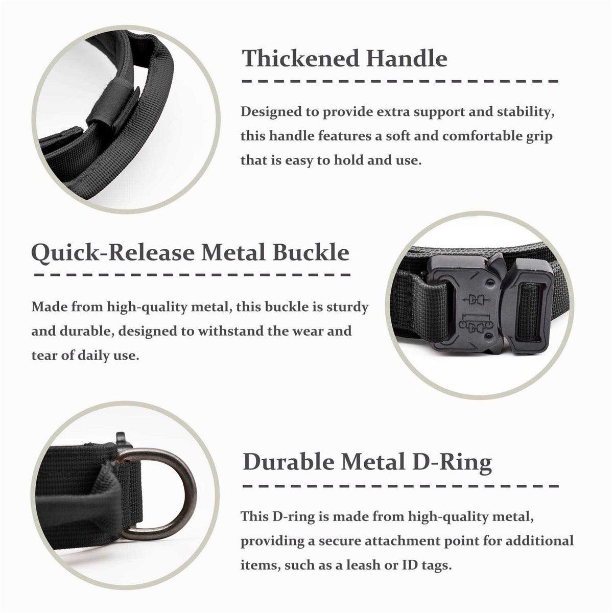 Adjustable Nylon Tactical Dog Collar with Control Handle H95166