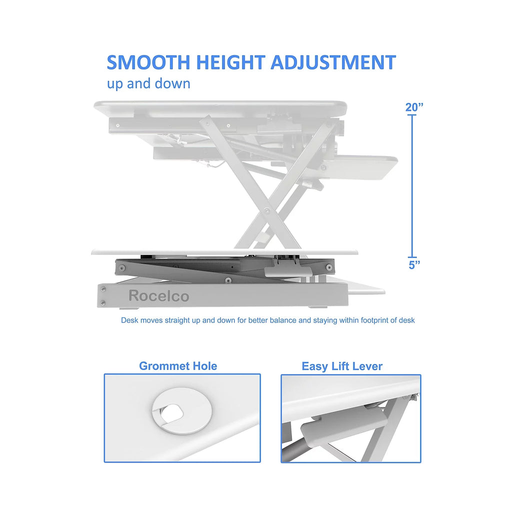 46" Adjustable Standing Desk Converter with Monitor Stand White O796