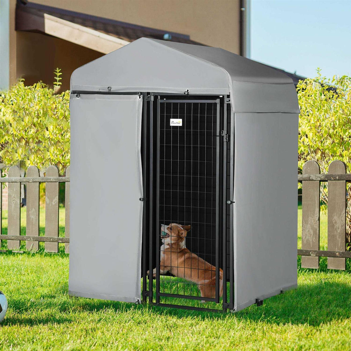 4 x 4 x 6 ft. Outdoor Dog Kennel with Waterproof Canopy I1025