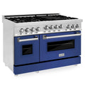 48 In. Gas Range with Gas Stove and Gas Oven in Stainless Steel with Blue Matte Doors N8161