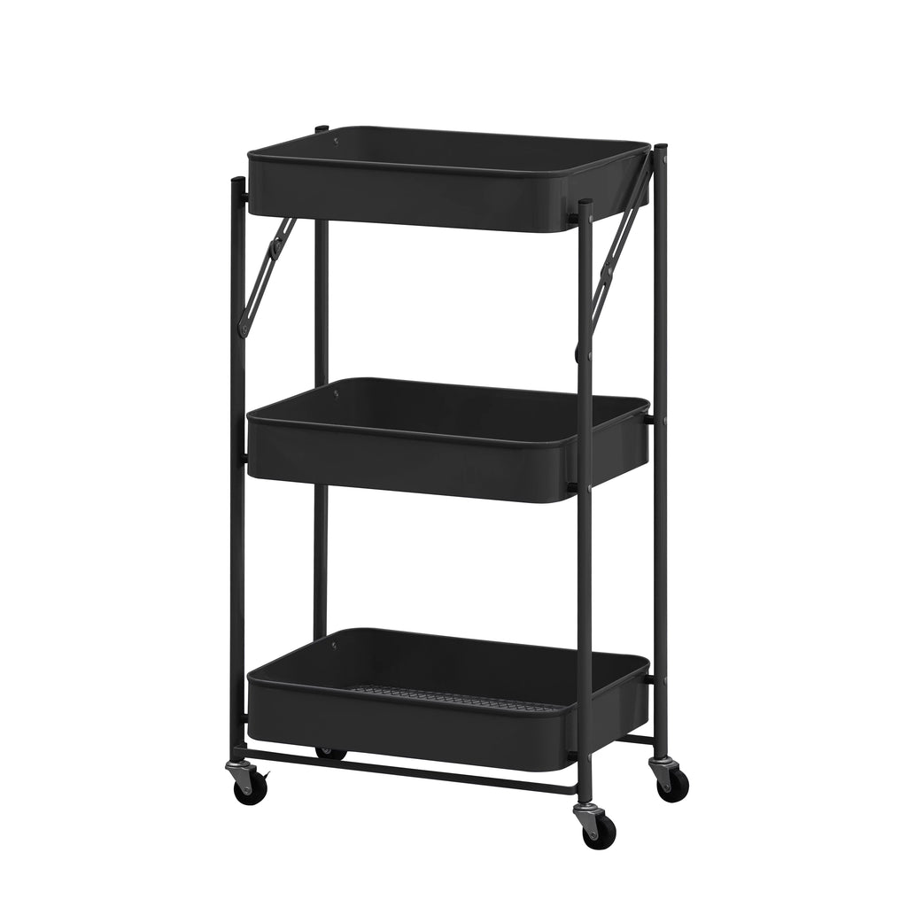 3 Tier Rolling Utility Storage Cart with Wheels, Black P715