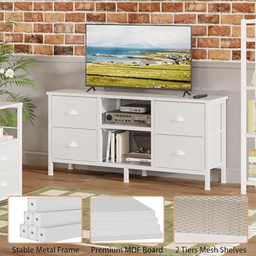 White TV Stand Dresser with 4 Drawers X538211