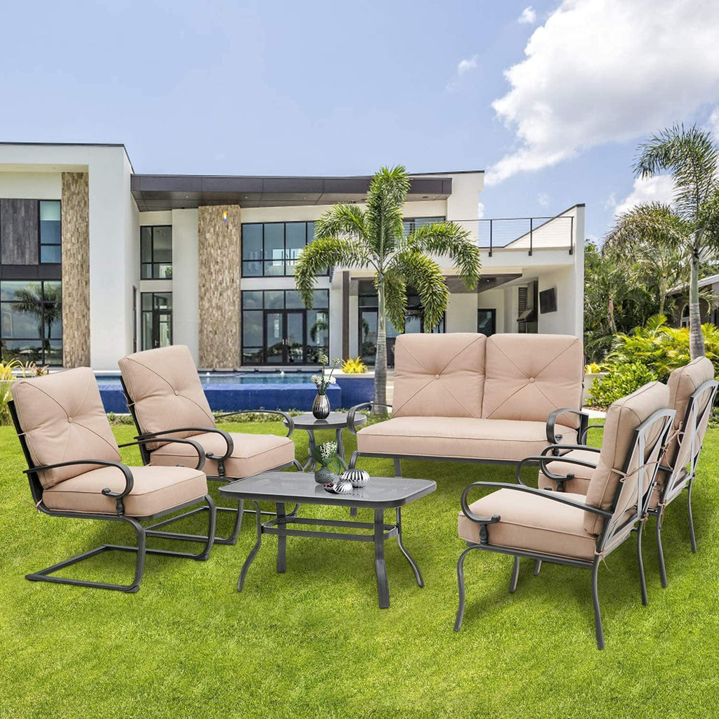 7-Piece Brown Metal Patio Conversation Set K492