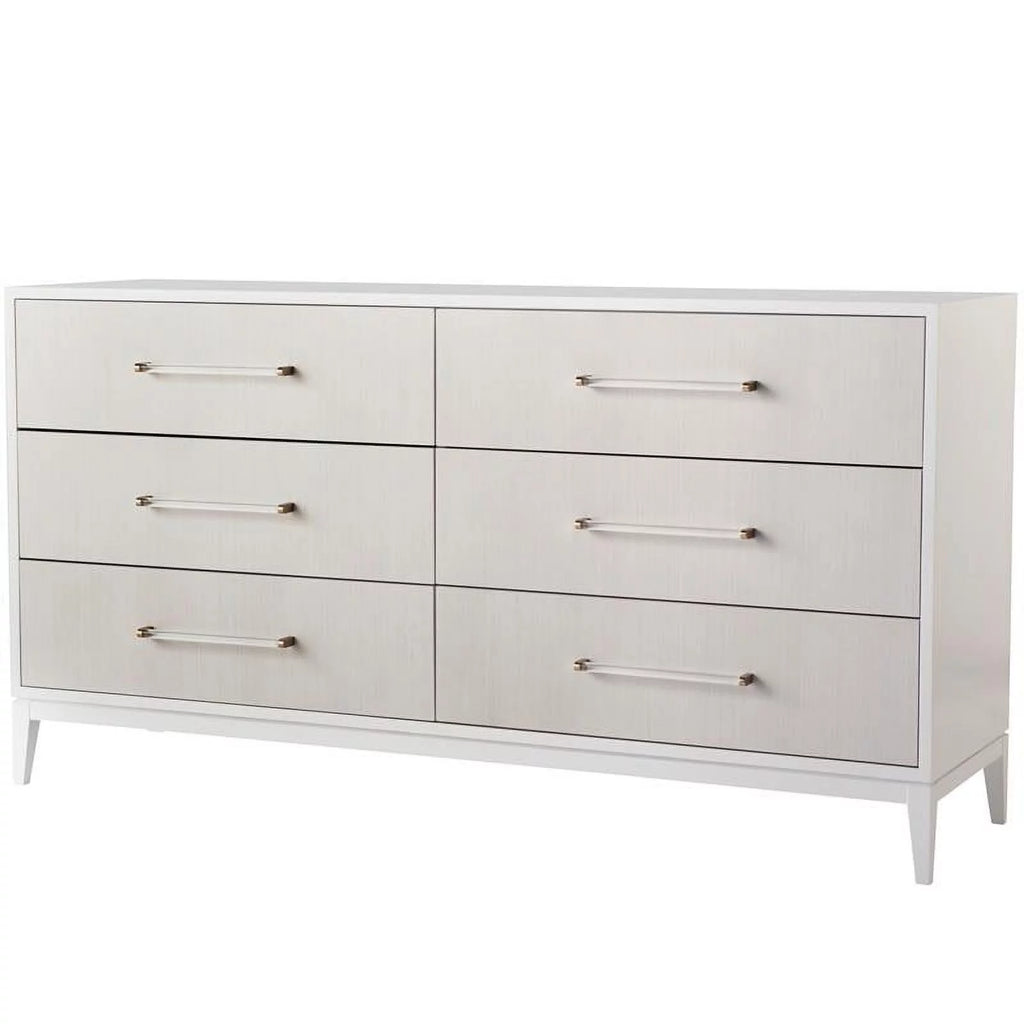 White Wood 6 Drawer Dresser I21758