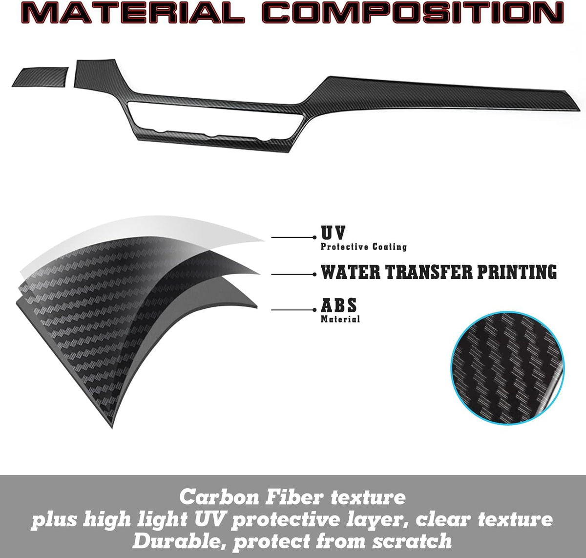 2pcs Carbon Fiber Pattern Console Dashboard AC Switch Button Panel Cover Trim P1417