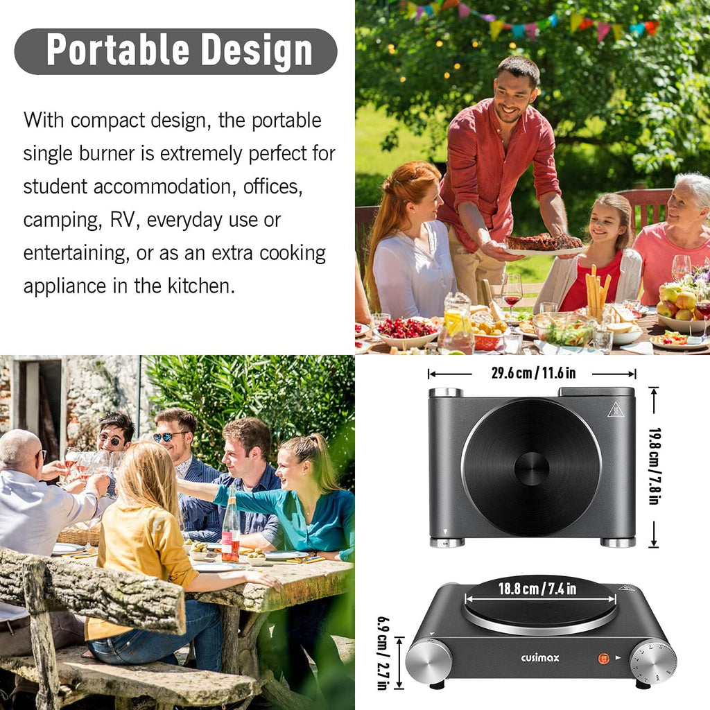 Cast Iron Electric Hot Plate Portable Burner Pack of 2 U888