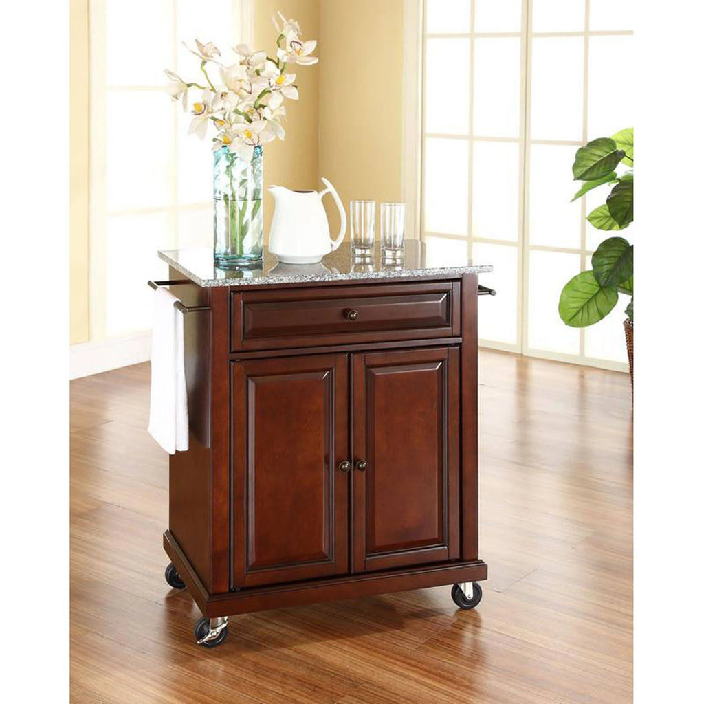 Solid Granite Top Portable Kitchen Cart/Island P572898