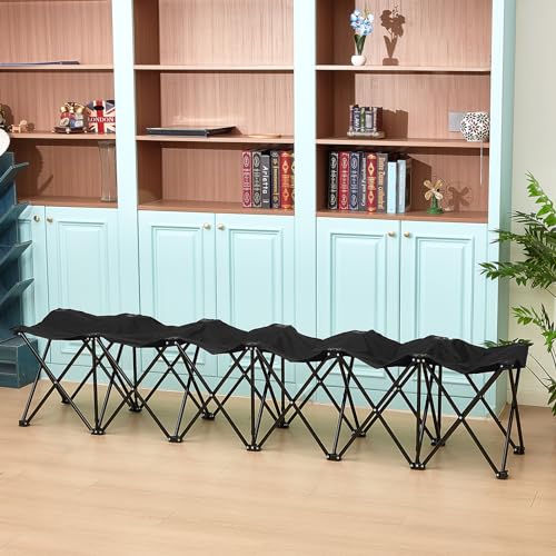 Folding 6 Seats Portable Sports Team Bench with Storage Bag I252599