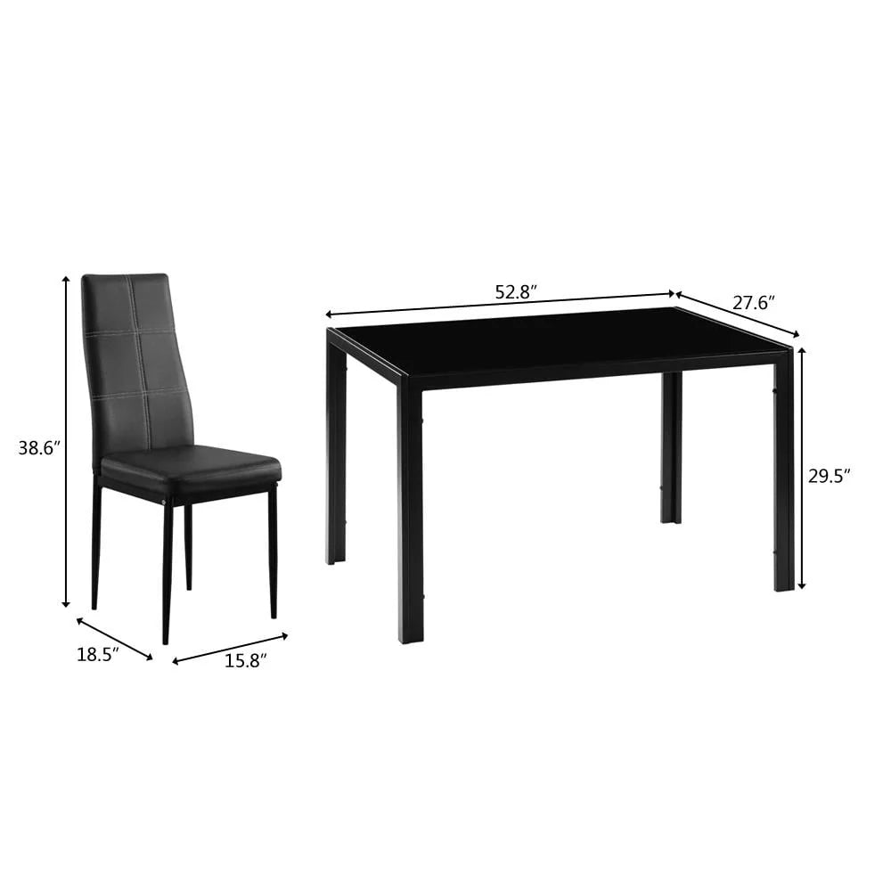 7 Piece Glass Metal Dining Set with 6 Chairs V762