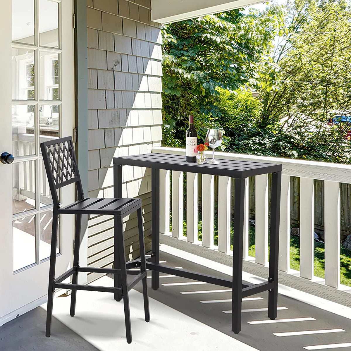 Black 40" Rectangle Outdoor Iron Bar Table X772
