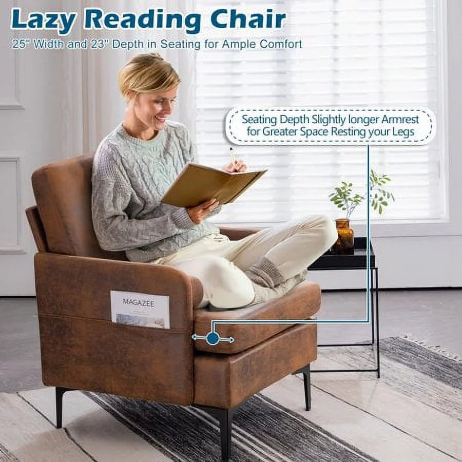 Grey Extra Wide Accent Chair with Side Pocket I748