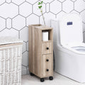 Freestanding Bathroom Cabinet with 2 Open Cabinets, 1 Door Cabinet, 1 Drawer and 4 Rolling Wheels H78907