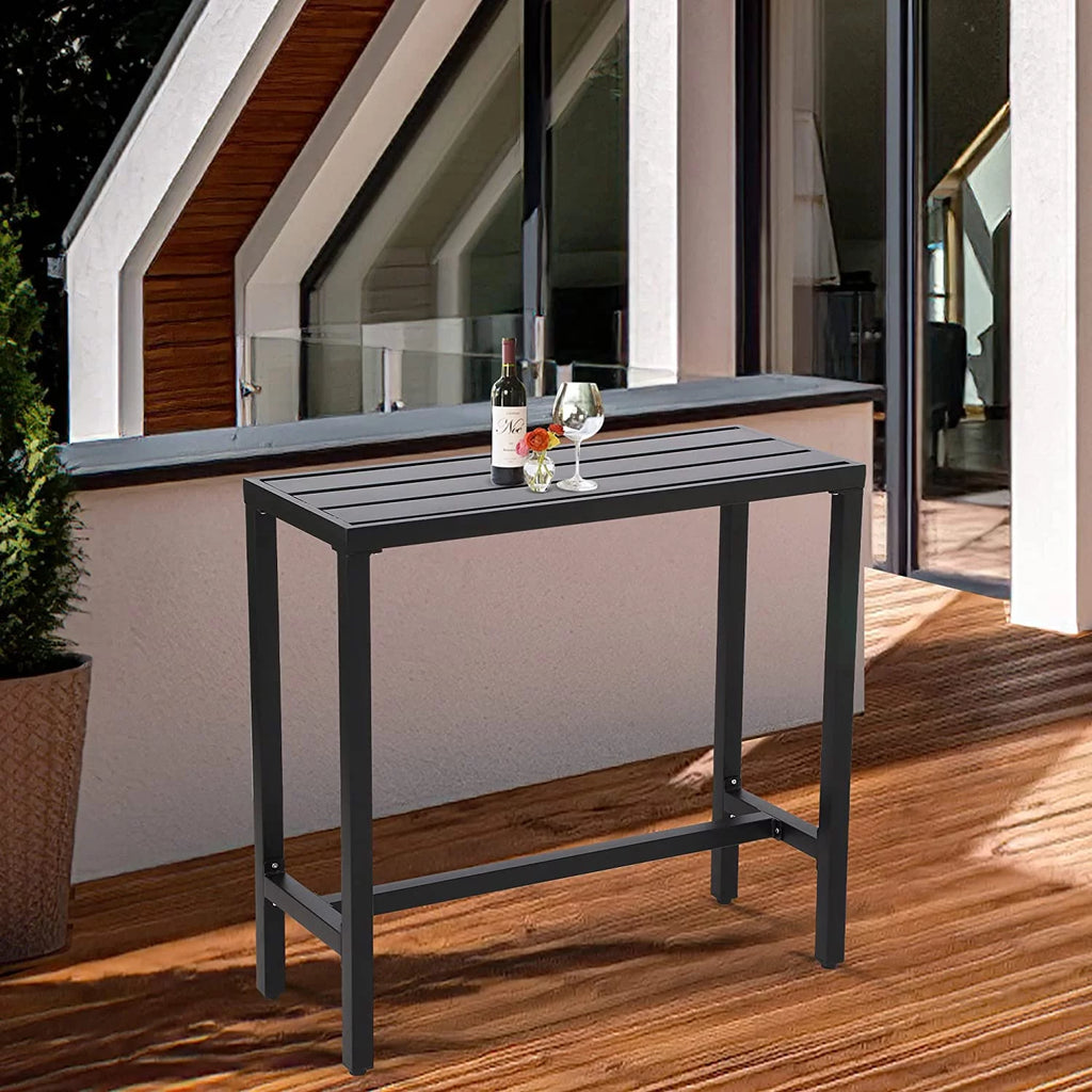 Black 40" Rectangle Outdoor Iron Bar Table X772