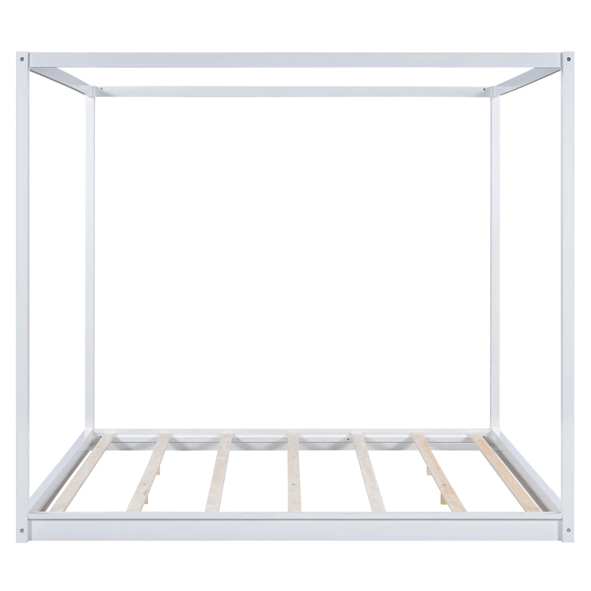 White Pine Wood Queen Size Canopy Platform Bed L705