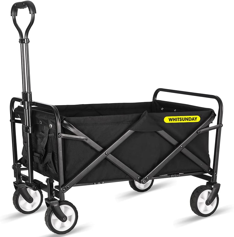 Collapsible Folding Utility Wagon Cart 5" Solid Rubber Wheels Grey K675419