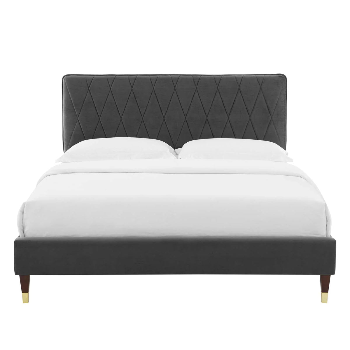 Queen Size Velvet Platform Bed Frame T111147