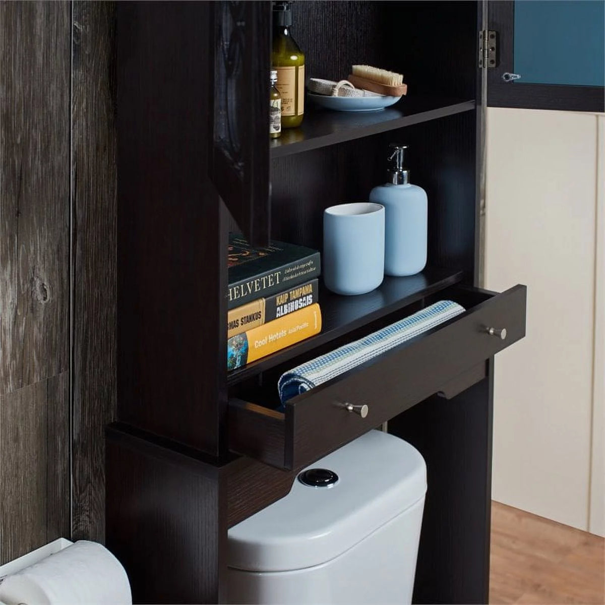 Cappuccino Wood Bathroom Space Saving Cabinet R3332