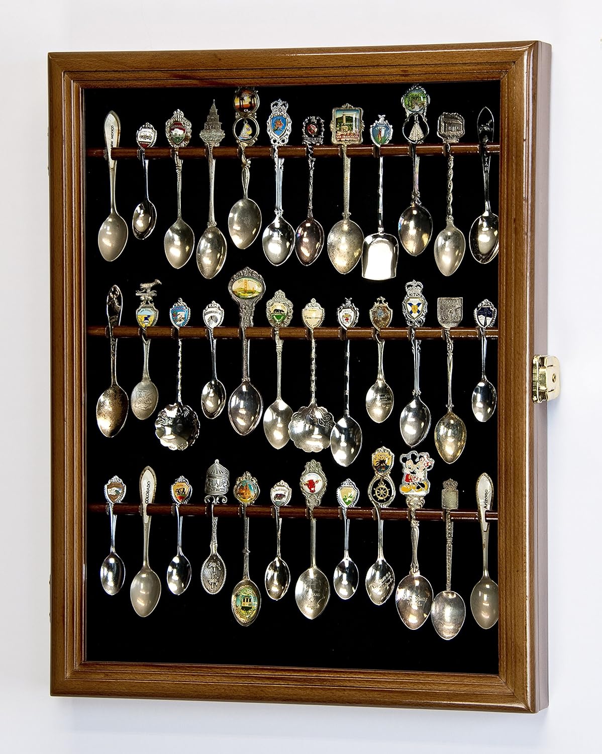 Spoon Display Case Cabinet Holder Rack Wall Mounted Walnut Finish F43742