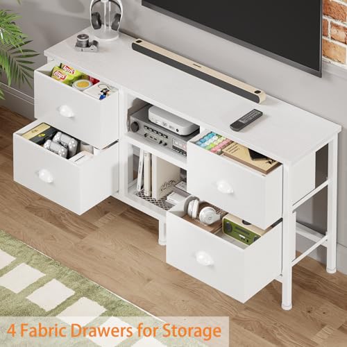 White TV Stand Dresser with 4 Drawers X538211