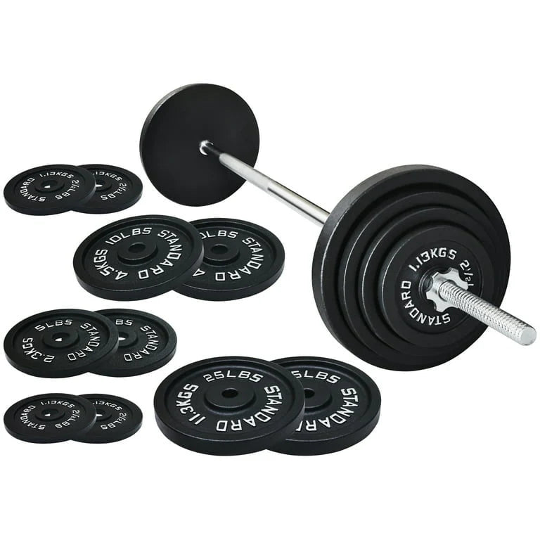Cast Iron 100-Pound Barbell Set with Star Locks U5501
