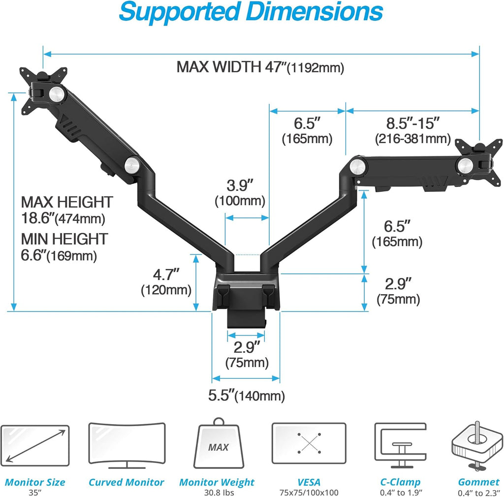 Dual 24-35 Monitor Arm Desk Mount D6728