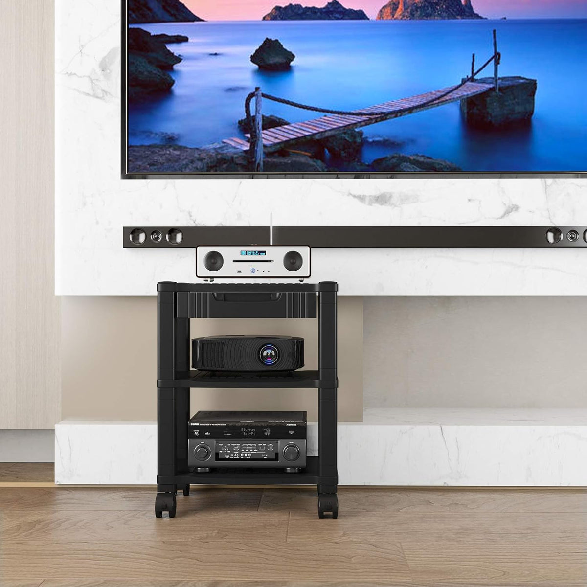 3 Tier Height Adjustable Printer Stand with Drawer T152