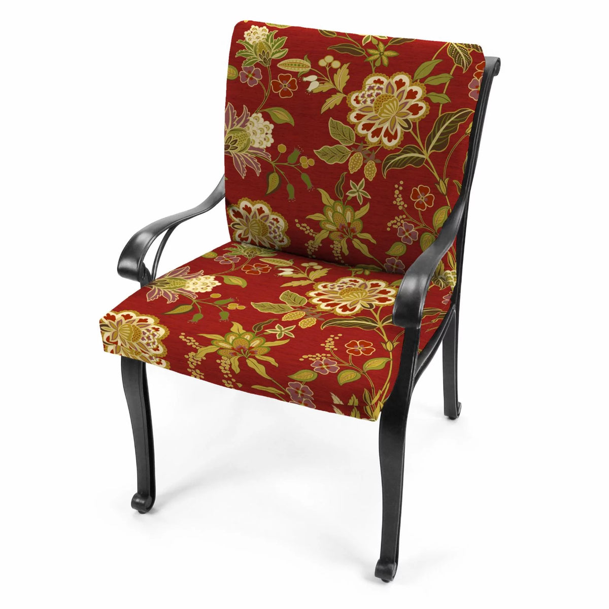 Multicolor Floral Outdoor Chair Cushion with Ties V468