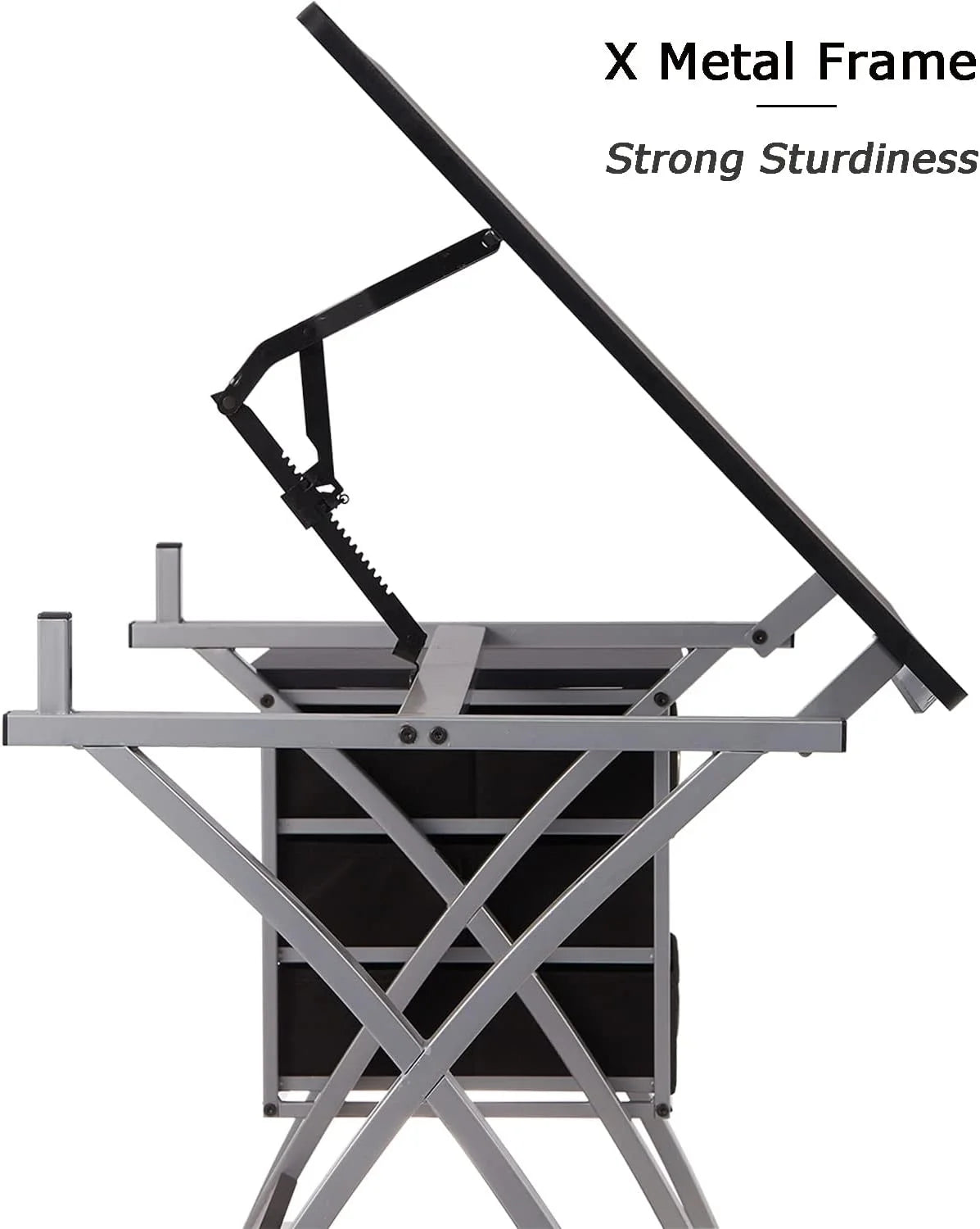Adjustable Drafting Table with Stool and Storage Drawers, Black Z654006