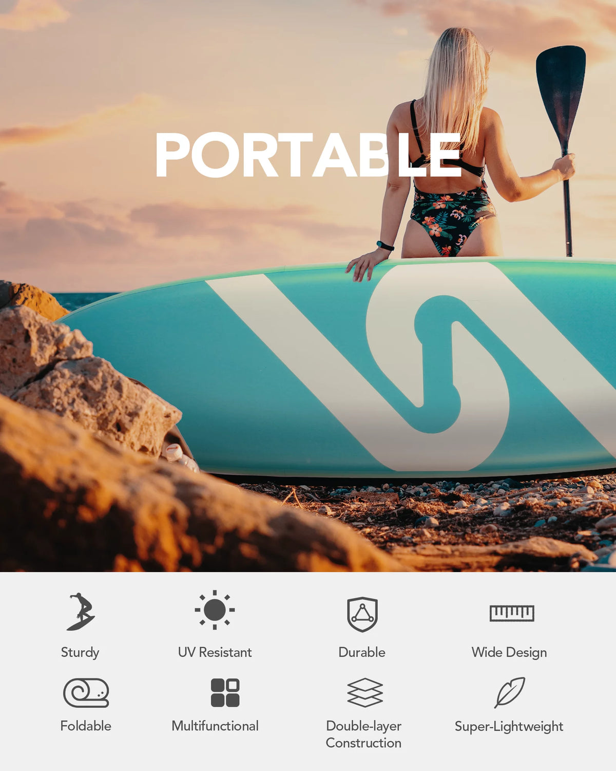 Inflatable Paddle Board 10' 6 in. Thick Green V95463