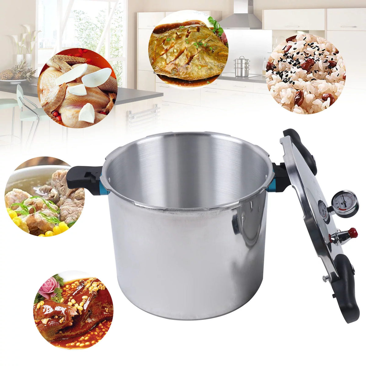 23 Quart Aluminium Pressure Canner Cooker with Gauge Release Valve X386