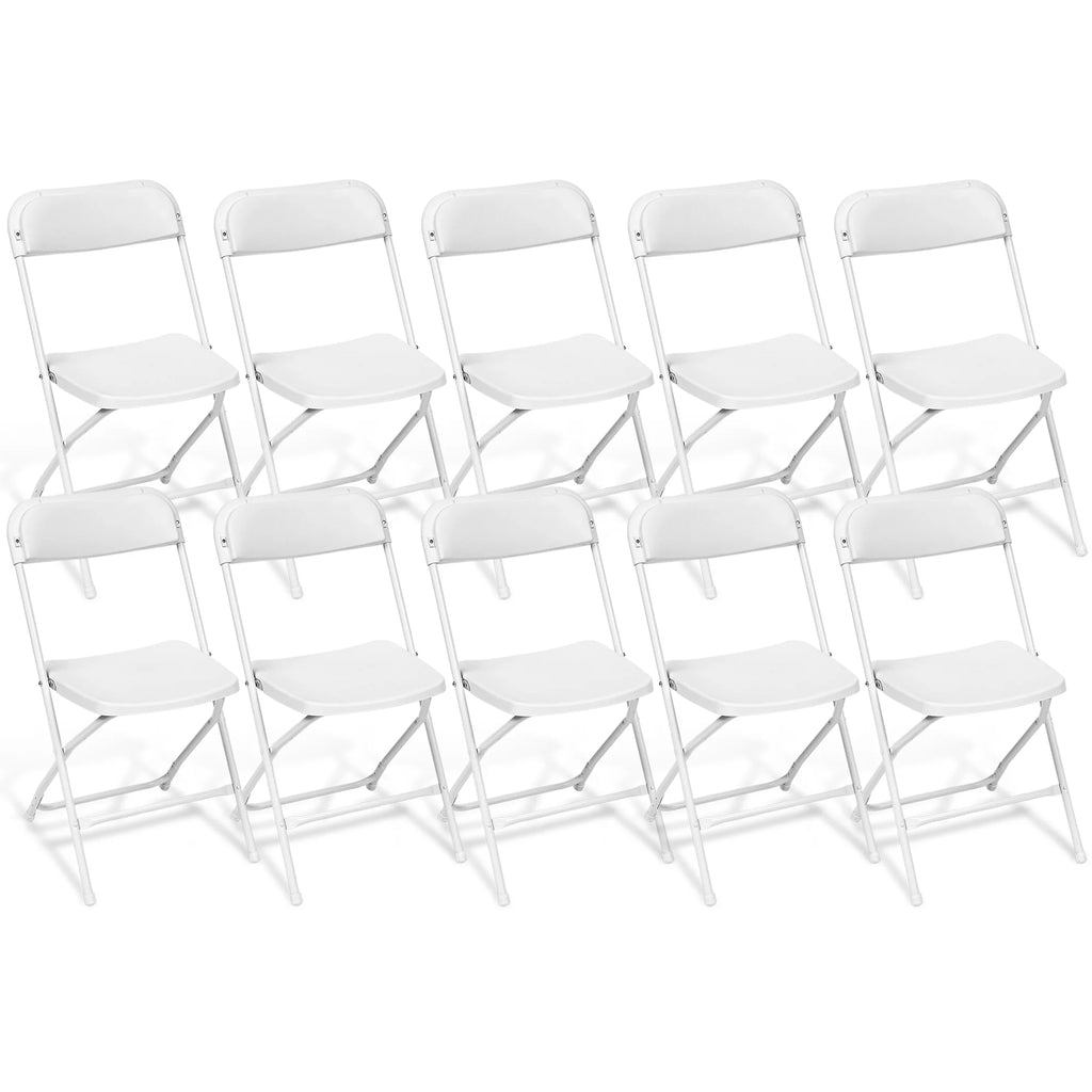 10 Pack White Plastic Folding Chair 350lbs Capacity O607