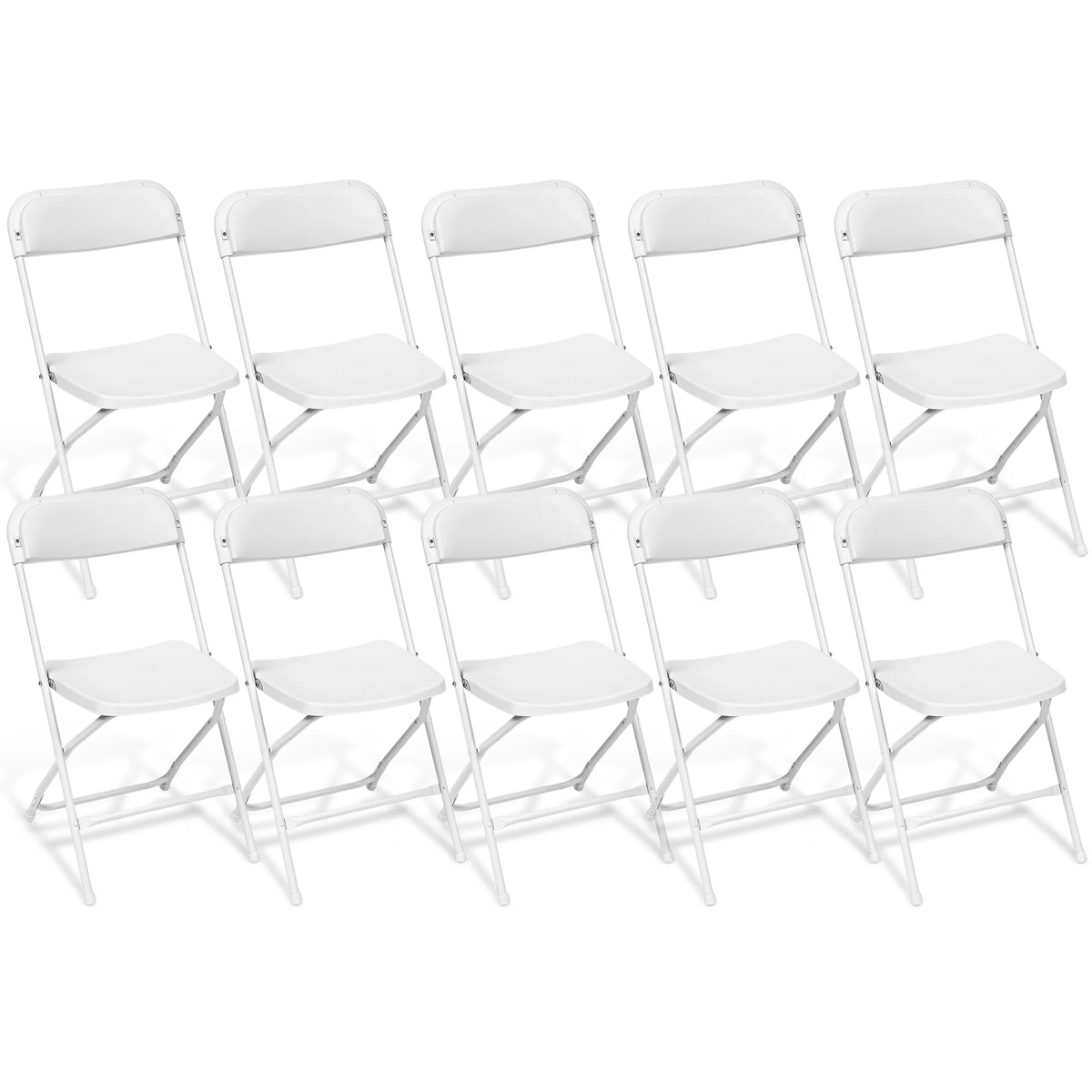 10 Pack White Plastic Folding Chair 350lbs Capacity O607