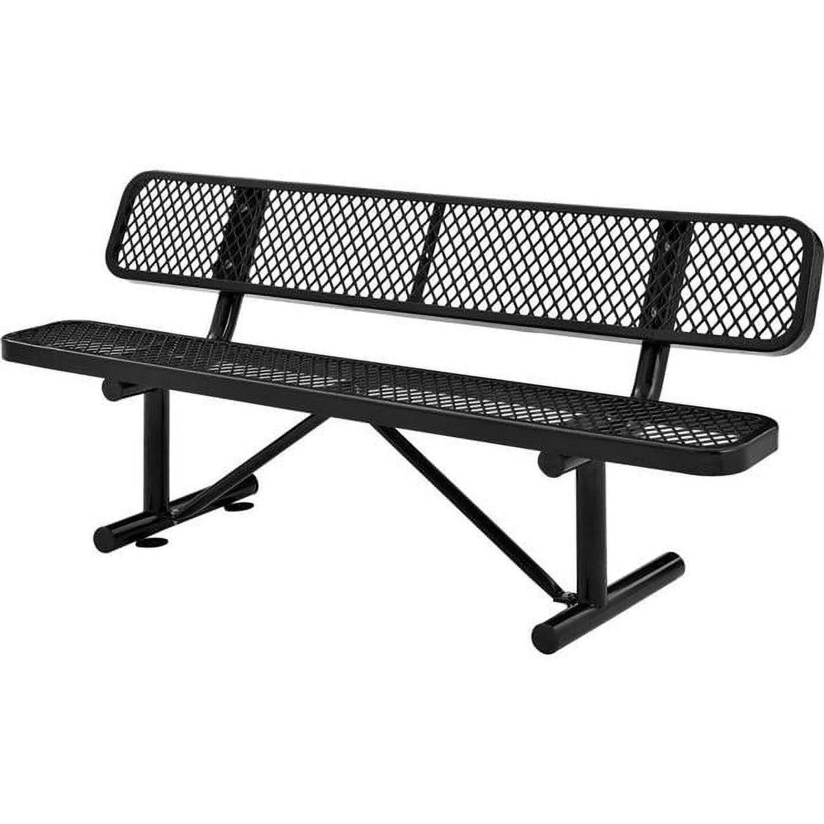 Black Steel Outdoor Bench with Backrest T757946
