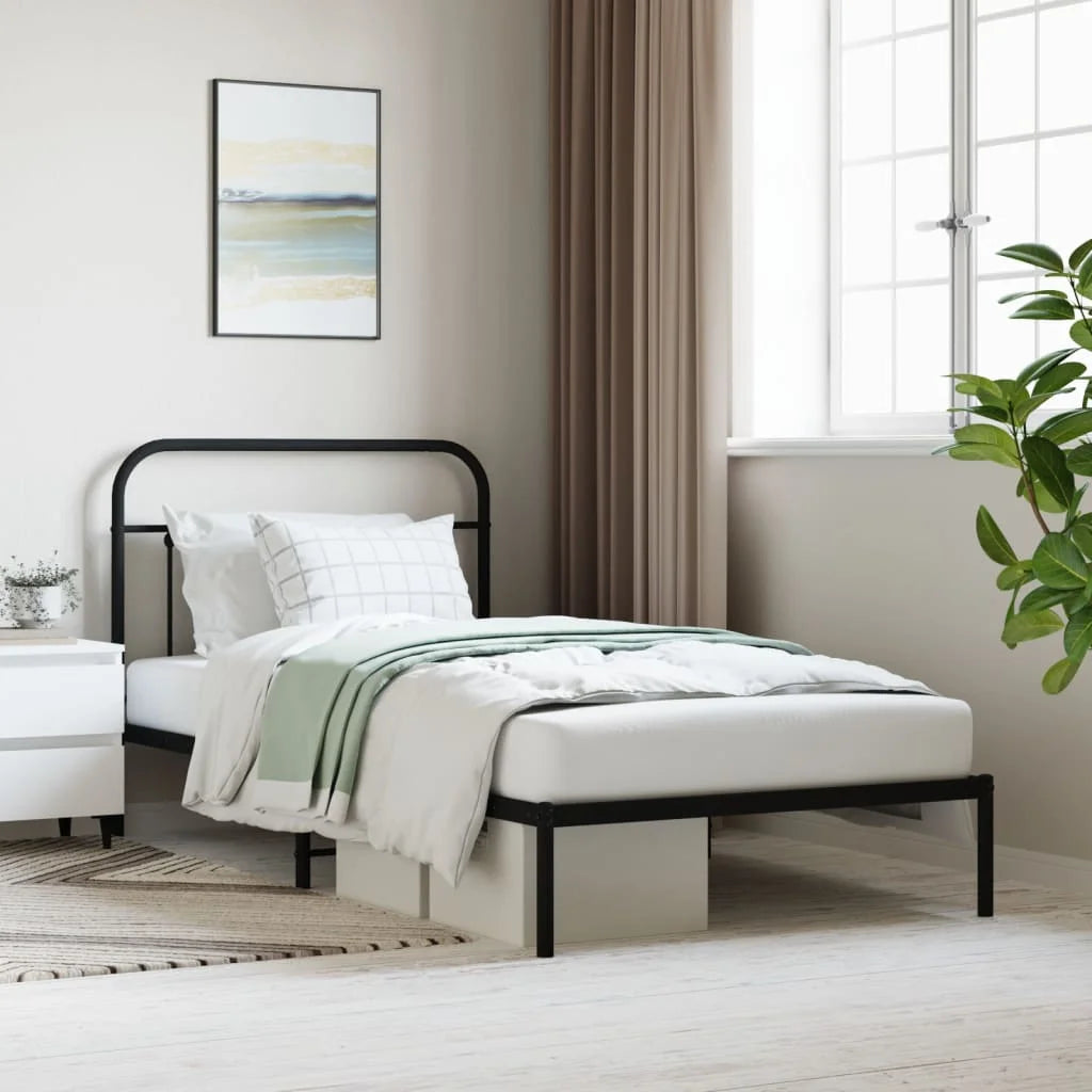 Black Metal Bed Frame with Headboard W548157