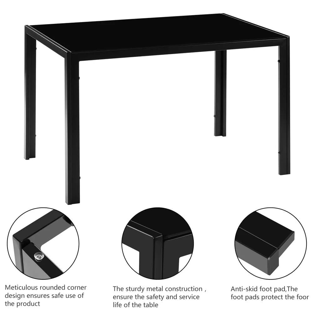 7 Piece Glass Metal Dining Set with 6 Chairs V762