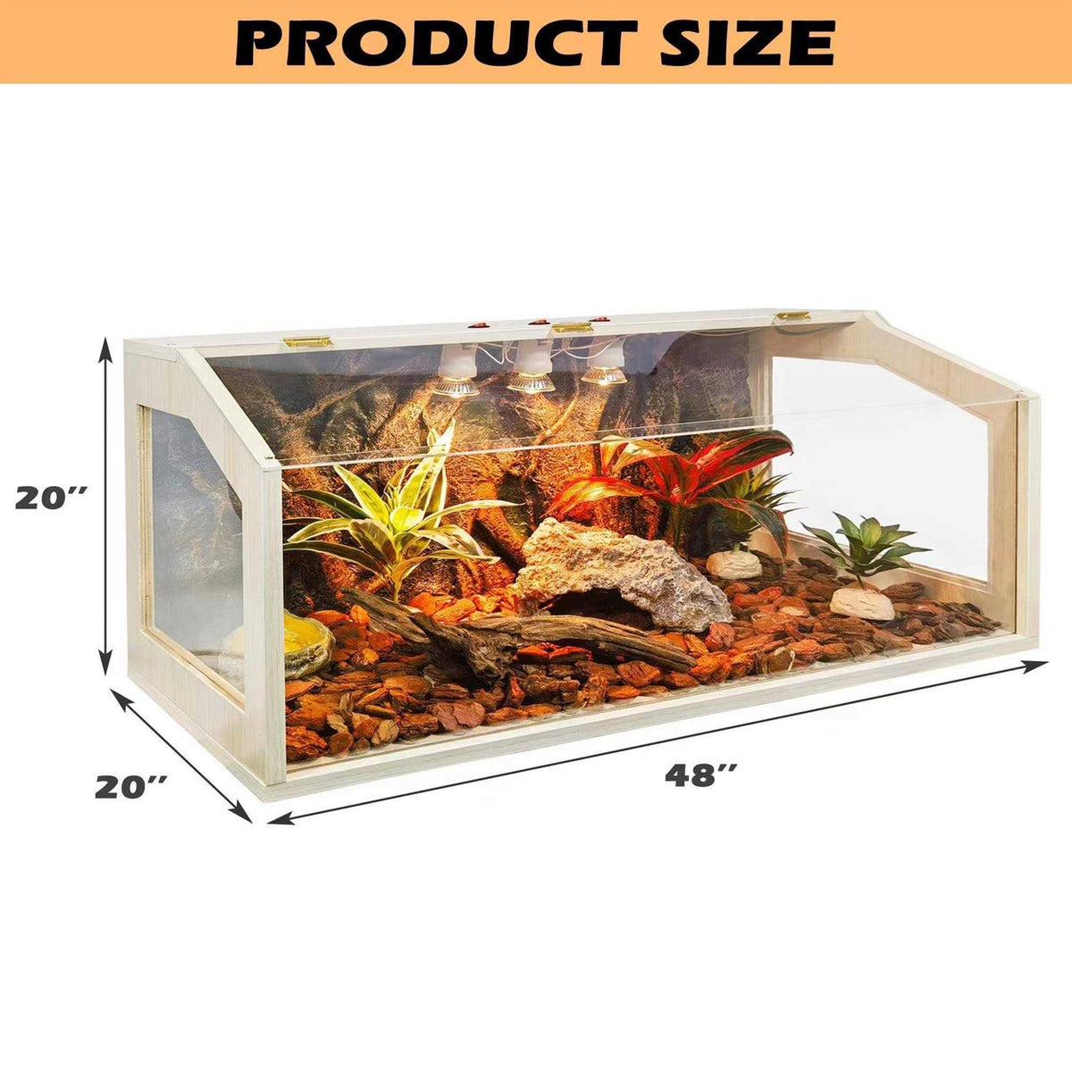 21 Gallon to 68 Gallon Reptile Terrarium Tank with Roof Door I19156
