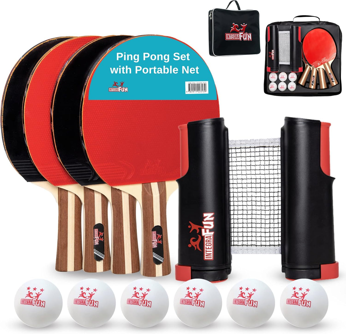 Ping Pong Paddle Set with Net and Balls L6044