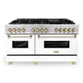 60 Inch Dual Fuel Range with White Matte Door and Gold Accents N664