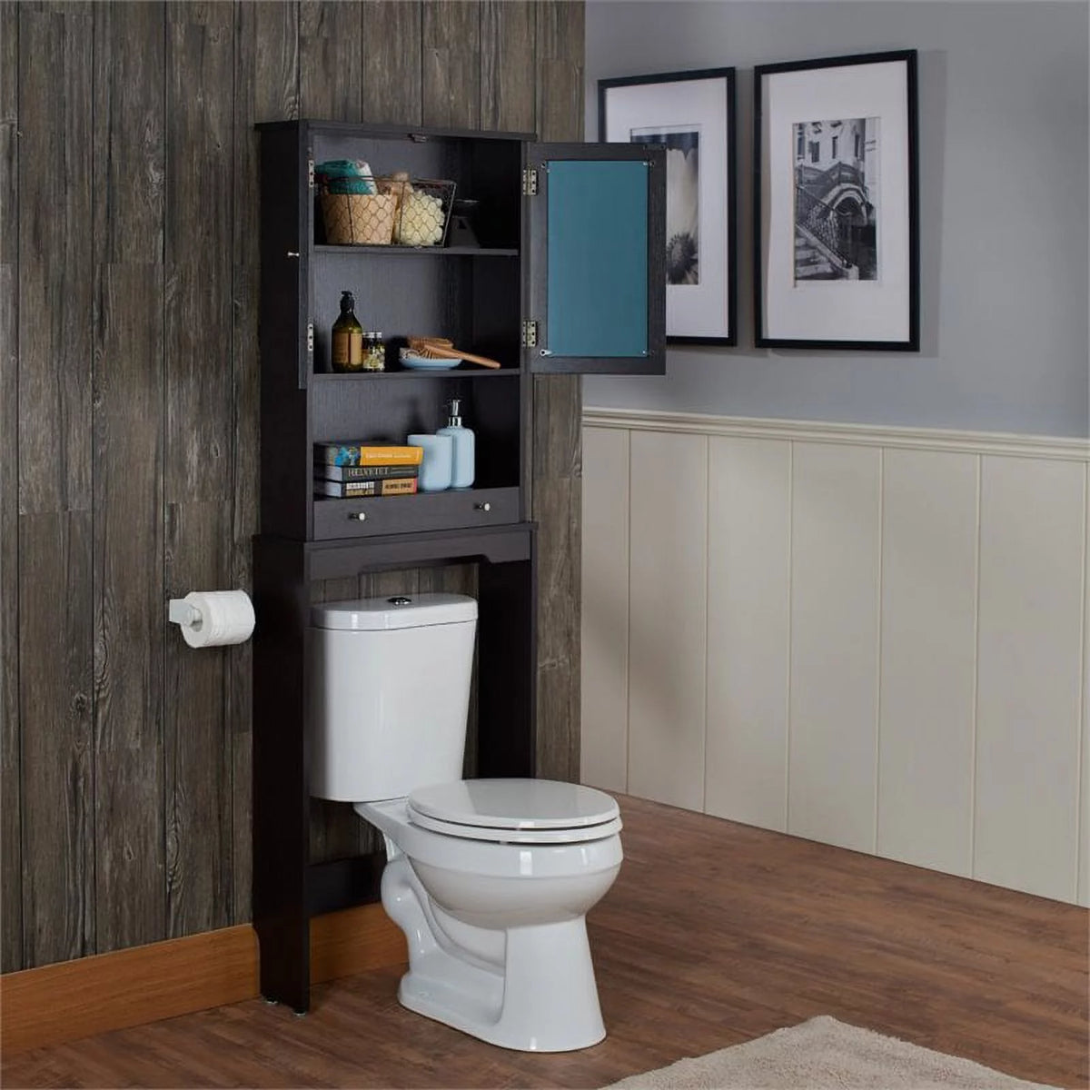 Cappuccino Wood Bathroom Space Saving Cabinet R3332