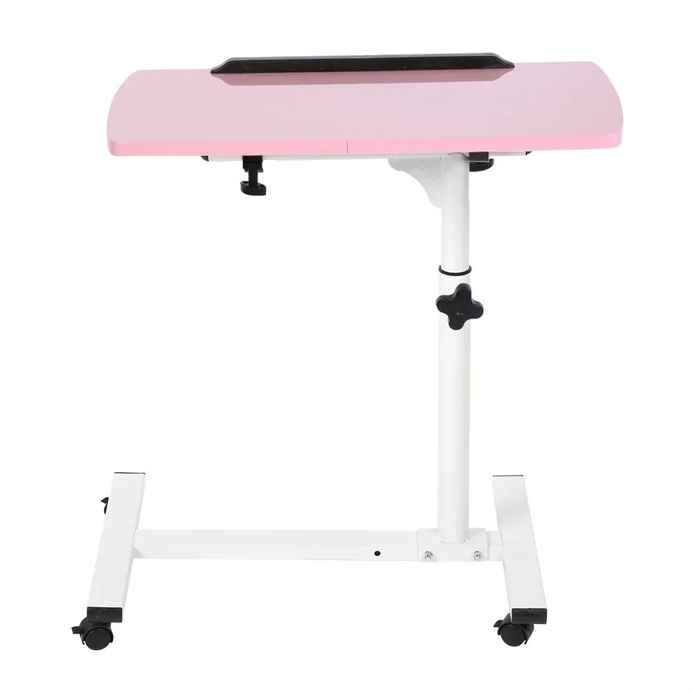 Adjustable Laptop Desk Table Stand with Wheels Pink U69621