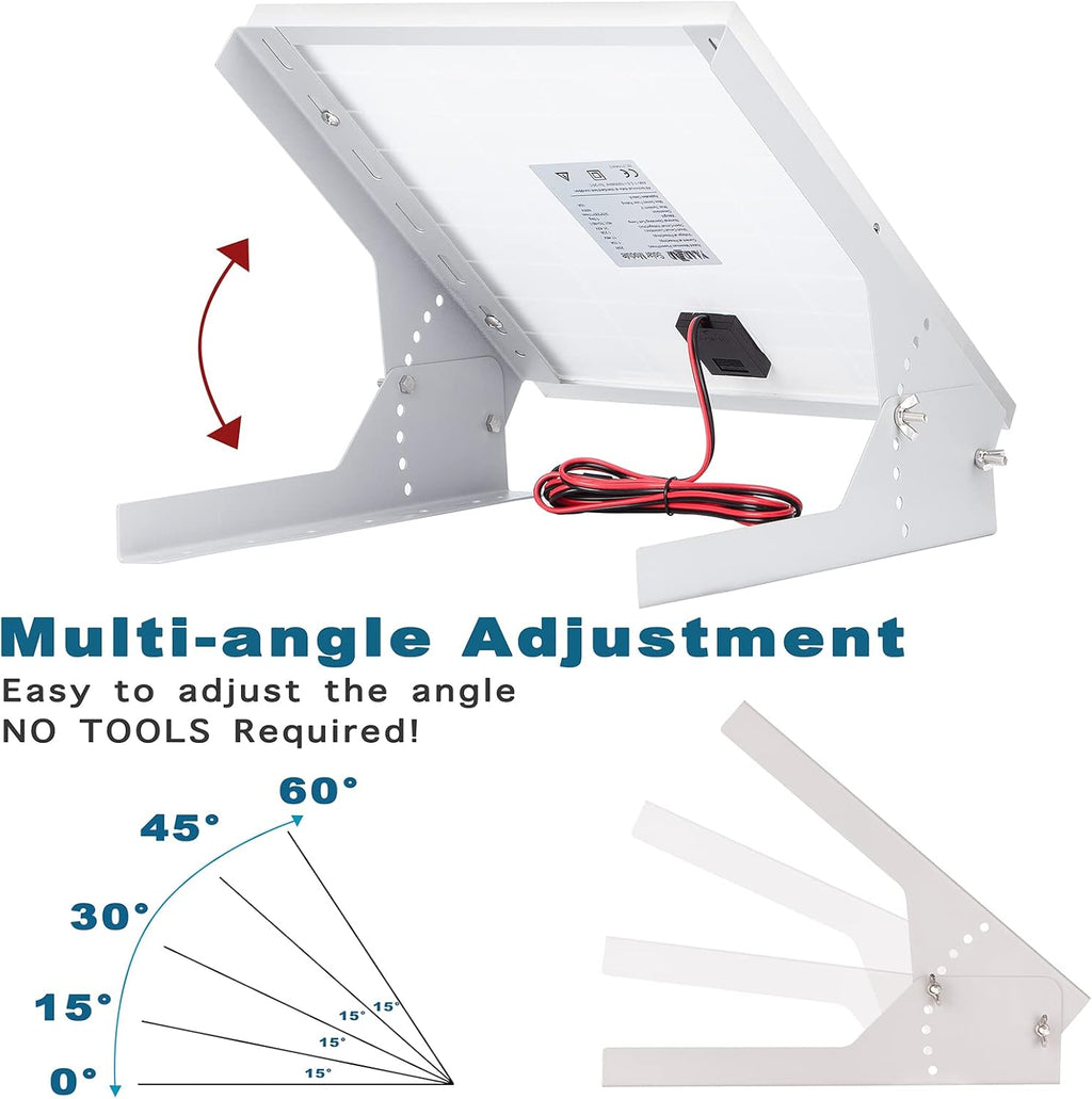 20 Watt 12V Solar Panel Kit with Adjustable Tilt Mount Brackets and 5A PWM Solar Charge Controller F17993