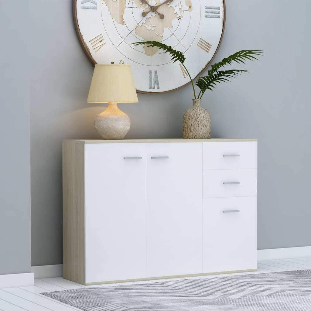 White Chipboard Sideboard Storage Cabinet B6006