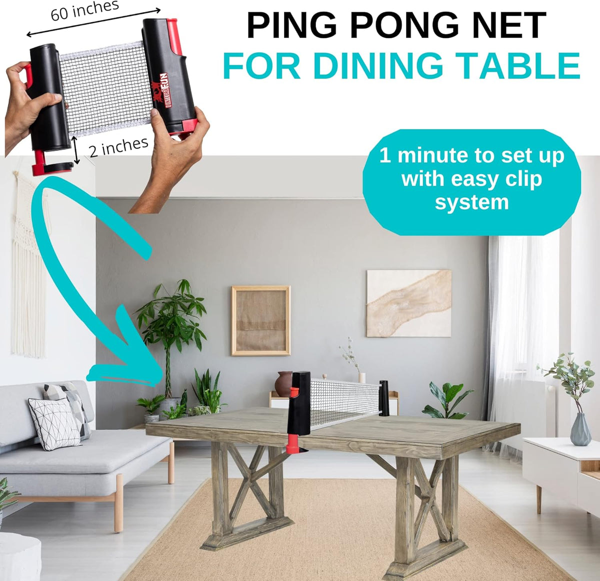 Ping Pong Paddle Set with Net and Balls L6044